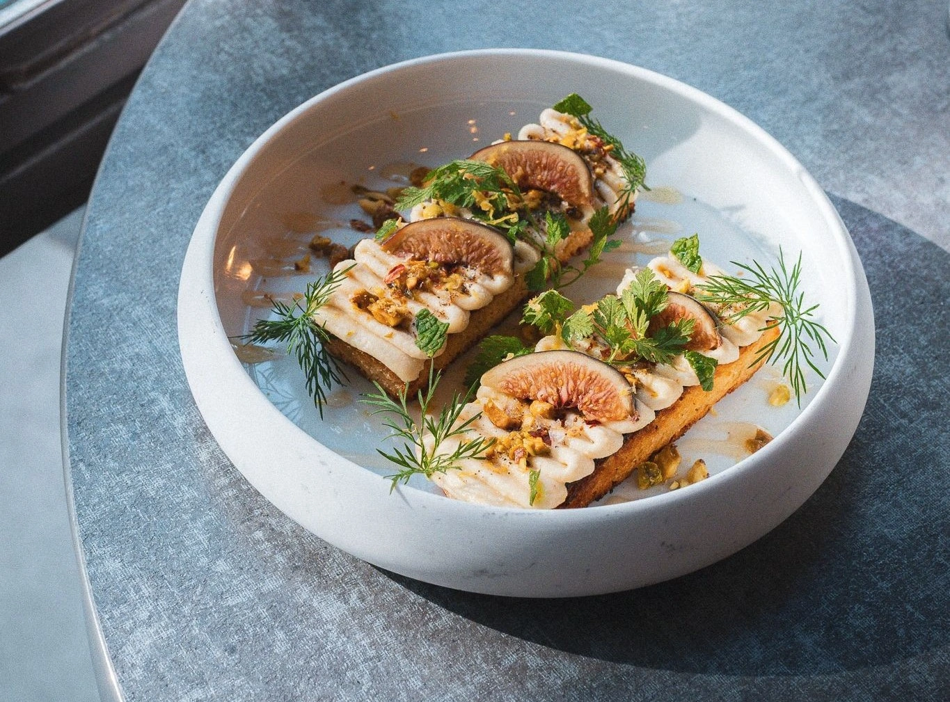 Brioche toast with truffle honey at Coletta, a vegan restaurant near NoMad