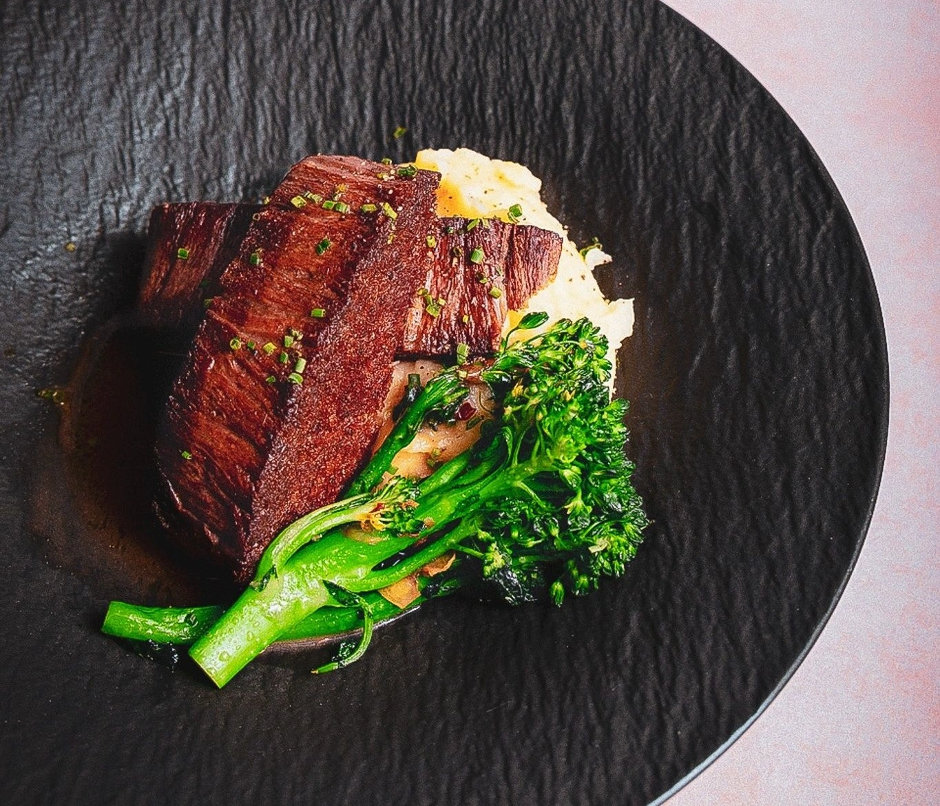 Grilled steak filet at Coletta, a kosher vegan eatery in Gramercy